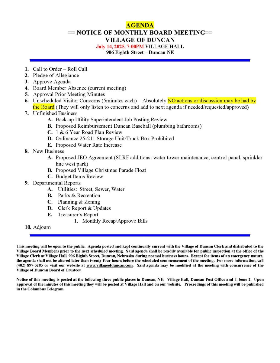 7-14-25 Agenda